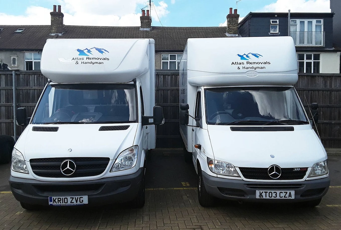 Atlas Removals Mercedes Luton vans with branded livery